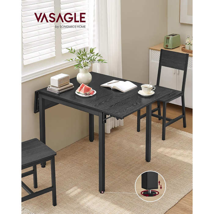 Розкладний кухонний стіл VASAGLE для 2-4 осіб, чорний, KDT077B03