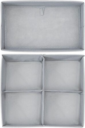 Набір з 4 коробок для зберігання - Сірі пластикові коробки - Органайзер для одягу, косметики, підгузків, серветок, лосьйону, ліків