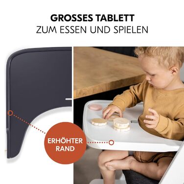 Високий стільчик для годування Hauck Beta+ Newborn Set Premium Dark Grey - комплект для новонароджених, з підставкою для ніг, м'яким сидінням та підносом - сірий колір