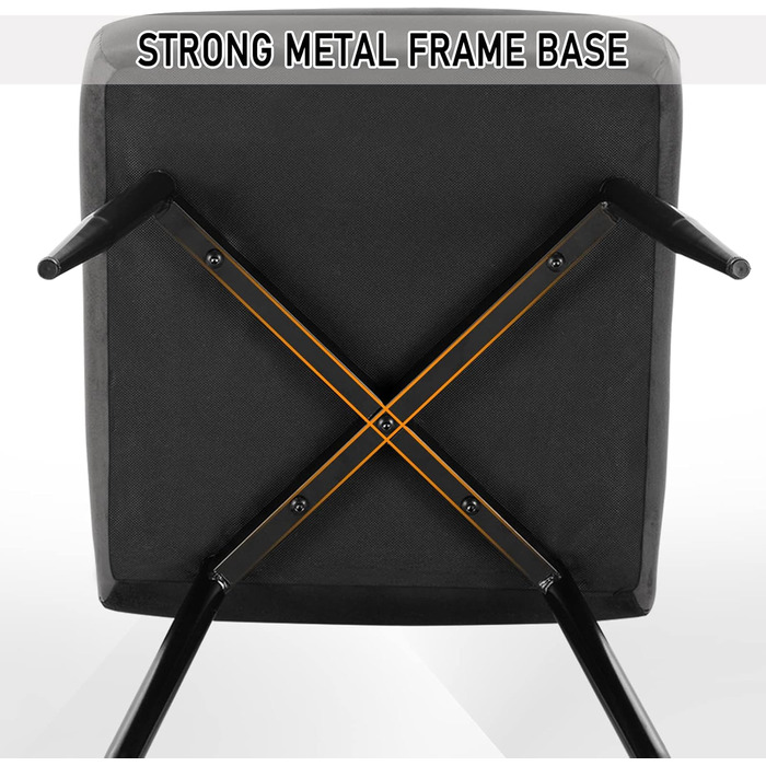 Набір обідніх стільців Lestarain 6 шт. з м'яким сидінням, оксамитові, для кухні/вітальні, металеві ніжки, сірий