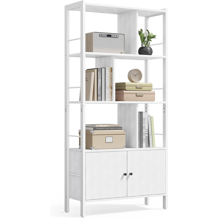 Стелаж VASAGLE з 4 відкритими полицями, стелаж для вітальні, кухні, офісу, промисловий дизайн, vintagebraun-tintenschwarz LBC022B01 (Ahornweiß + Wolkenweiß)