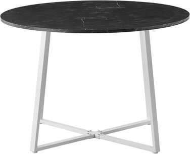 Столовий стіл DUBI Möbel NOA, круглий 110x110 см, для кухні та їдальні, індустріальний стиль, бетонний вигляд, 11216-US-BETO (Marmor-weiß)