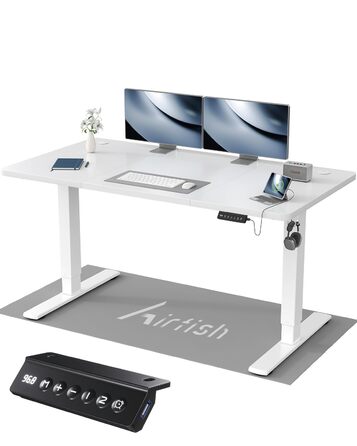 Електричний дитячий стіл Airfish, 80x60 см, регулювання висоти, функція пам'яті, для дому/офісу, стоячи/сидячи (білий)