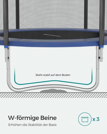 Батут SONGMICS для саду Ø244 см з захисною сіткою, драбиною та м'якими стійками, блакитний