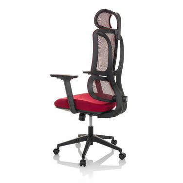 Офісний крісло / Крісло з обертанням ERGOMY, сидіння з тканини / спинка з сітчастої тканини, червоний колір, mybuero