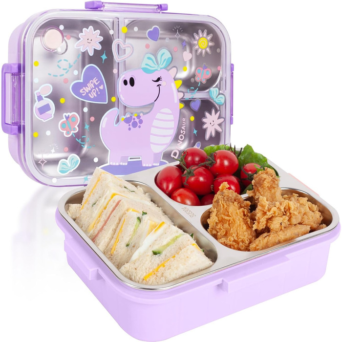 Ланч-бокс Bento з нержавіючої сталі PinkSheep для дітей (рожевий динозавр)