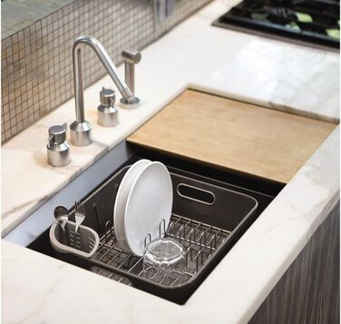 Сушарка для посуду Simplehuman KT1104 компактна, пластикова, сіра - 5 років гарантії