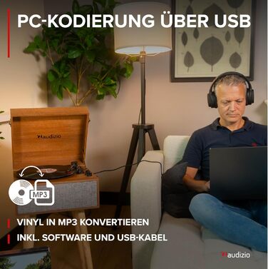 Вініловий програвач Fremont Retro з Bluetooth, вбудованими динаміками, підставкою, для платівок 7, 10, 12 дюймів, дерев'яний корпус, коричневий