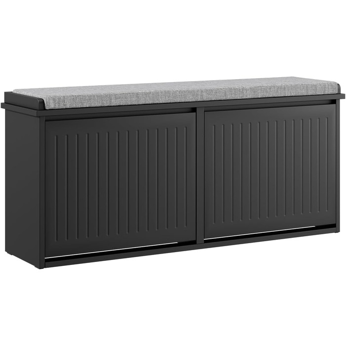 Взуттєва шафа SoBuy з 2 відкидними кришками, вузька, з 4 полицями, біла, 61x100x26 см, FSR165-W (з лавкою, чорна)