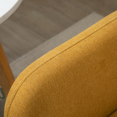 HOMCOM Подвійне диван-крісло Loveseat з подушками, регульовані підніжки, оксамитоподібний поліестер, піна, компактний дизайн, 2-місний, Натуральний+Жовтий| Aosom