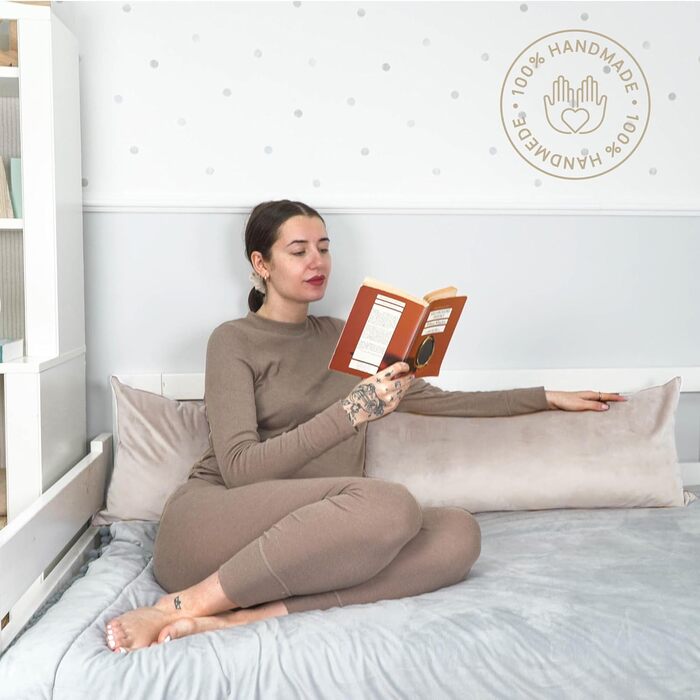 Подушка для вагітних та годування Totsy Baby 40x145 см, подушка для сну на боці з чохлом, сертифікат Oeko-Tex, бежева