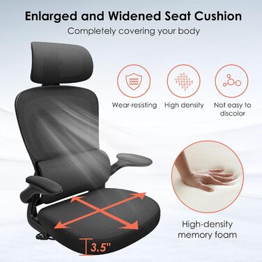 Ергономічне крісло Farini для офісу та дому: регульоване, з підголівником, сіро-біле. Ідеально для роботи за комп'ютером та home office.