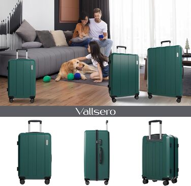 Набір валіз Vallsero: 5 шт., ABS, TSA-замок, рожеве золото, темно-зелений