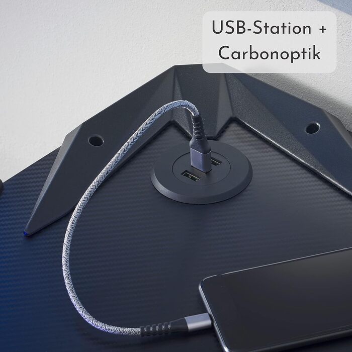 Ігровий стіл Stella Trading BC 3110 з LED-підсвічуванням, USB-портами та тримачем для напоїв - 119 x 78 x 60 см