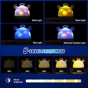 Проектор зоряного неба Diboniur для дітей з 22 фільмами, нічник-проектор, регульована яскравість, 360° обертання, 20 колискових