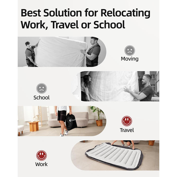 Надувна ліжко CHILLSUN Luxus: двоспальна/King Size з електричним насосом, 203x152 см, для дому та кемпінгу