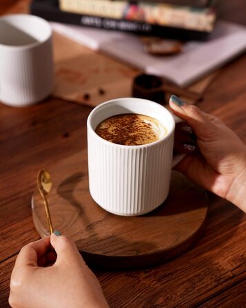 Набір тарілок Star 12 предметів для 4 осіб, керамічний посуд, стійкий до подряпин, для мікрохвильовки та посудомийної машини, бежево-білий матовий, чашки 355 мл (6 шт)