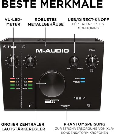 M-Audio Air 192|6: USB аудіоінтерфейс для професійного запису (2 XLR/Line входи, софт в комплекті)