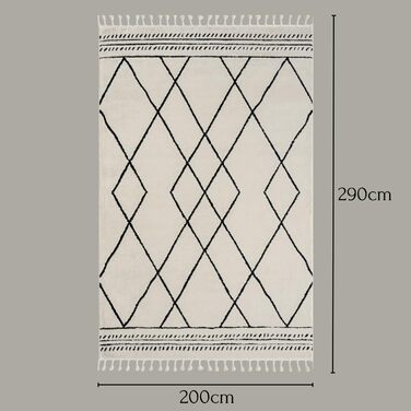 Килимок для передпокою Runner Ella прямокутний білий - Scandi Abstract Boho (200 x 290 см, біло-сірий)