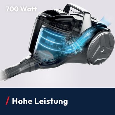 Пылесос Hoover HP1 без мешка, потужний для твердих підлог та килимів, 700 Вт, об'єм контейнера 2 л, фільтр EPA, радіус дії 7,5 м [HPZ107HM]