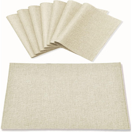 Тканинні серветки на стіл Rinpon, 8 шт., льон, для кухні, машинного прання, стійкі до тепла, без складок, товстий поліестер, бежеві