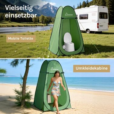 Складана душова та роздягальня палатка WolfWise для кемпінгу та пляжу, водонепроникна з UV-захистом, компактна (190x100 см), зелена