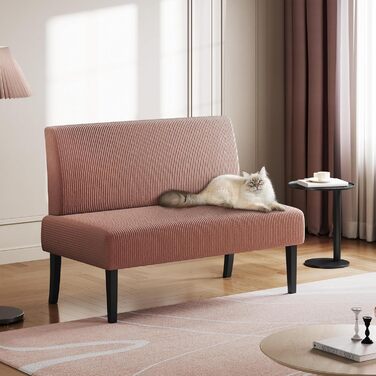 Диван-лавка Yaheetech для кухні/вітальні, 2 місця, без підлокітників, зелений/рожевий, м'який, оббивка з корду