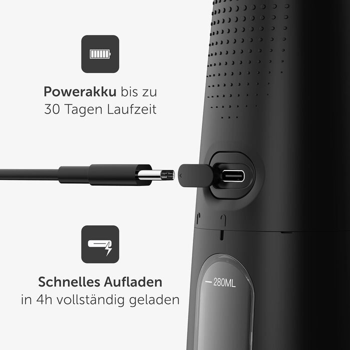 Wondersmile Munddusche PRO: Переможець тесту 2024 року, TÜV-сертифікована, 100 днів без ризику, SmoothFlow для догляду за зубами та яснами, 5 режимів, акумулятор PowerAkku (30 днів), Ultimate Black