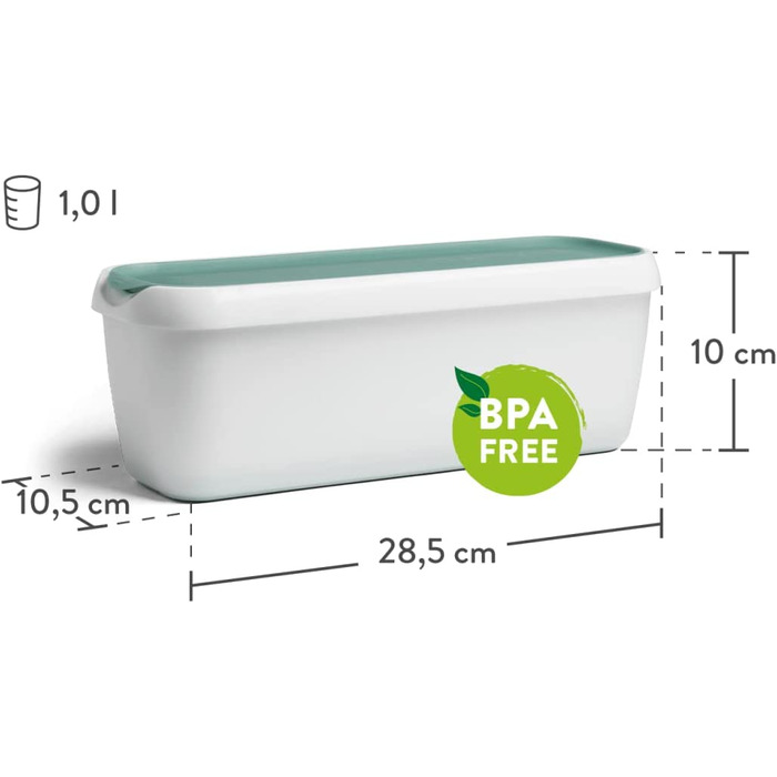 Контейнер для льоду SPRINGLANE з 2 контейнерів для морозива об'ємом 1 л, контейнери для зберігання, банки для заморозки, контейнери для морозива харчової якості, що не містять бісфенолу А (контейнери для порцій Mint)