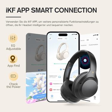 Навушники-вкладиші iKF T1 Pro Bluetooth, складні, 100 год, високоякісні, 2 пристрої, чорний