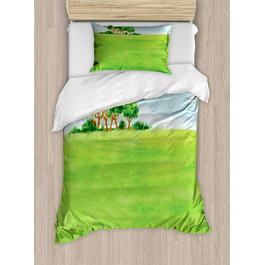 Набір трав'яних підковдр Двоспальне ліжко, європейський пасторальний дизайн, м'яка форма найвищої якості Підковдра з 2 предметів з 1 наволочкою, 170 x 220 см - 75 x 50 см, зелено-коричневий
