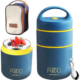 Термальний контейнер для пластівців RUIJIE для їжі, 680 мл, двошаровий герметичний контейнер для пластівців, для йогурту, термос для ланчу з ложкою, сумка для бенто, термос для роботи, Школи, пікніка, 680 мл, для приготування їжі, без витоків, для йогурту, термос, Ланч-бокс з ложкою, сумка для бенто, термос для роботи, Школи, пікніка
