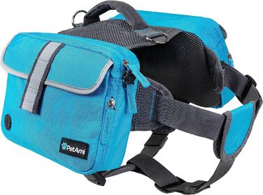Рюкзак для собак PetAmi для собак середнього розміру, сумка для сідла для собак для перенесення, сумка для жилетів для собак для подорожей (велика) (велика, синя)