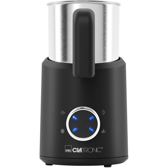 Електричний пінозбивач Clatronic MS 3812 | з підігрівом | для теплих та холодних напоїв | 740 мл | Чорний-inox | Модель 2024