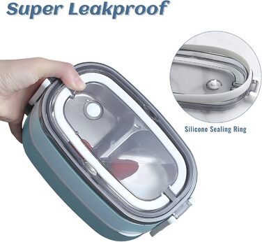 Ланчбокс дорослий з сумкою, б/д для дітей з 3 відсіками, витривалий, для мікрохвильової печі, бенто-бокс для роботи, школи, пікніка, подорожей, блакитний