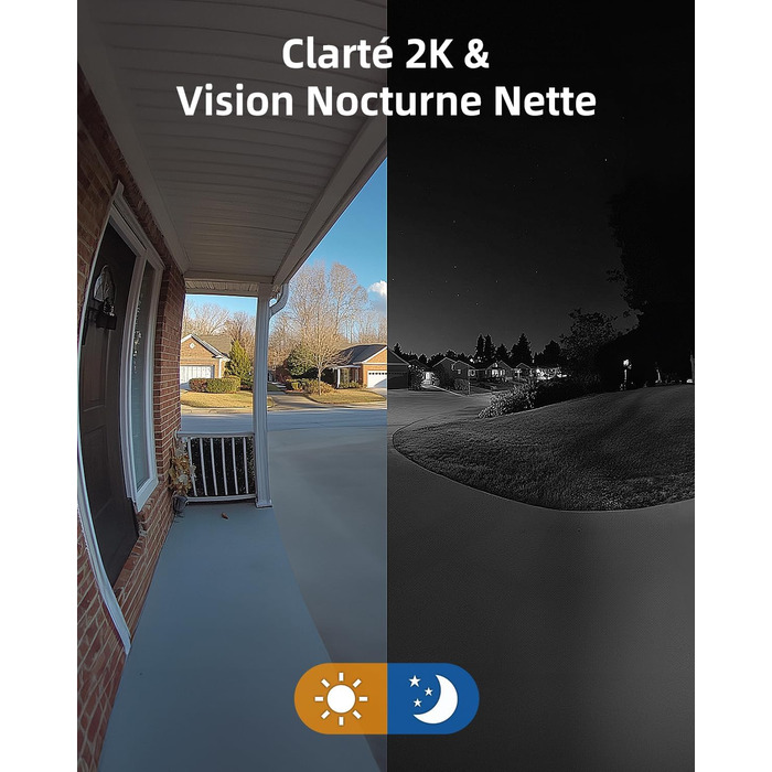 Відеодомофон XTU 2K HD з Wi-Fi, бездротовий, для вулиці, з нічним баченням та PIR-датчиком руху, двосторонній аудіо, білий