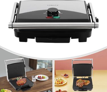 Електричний контактний гриль для приготування їжі на столі, 2000 Вт, чорний