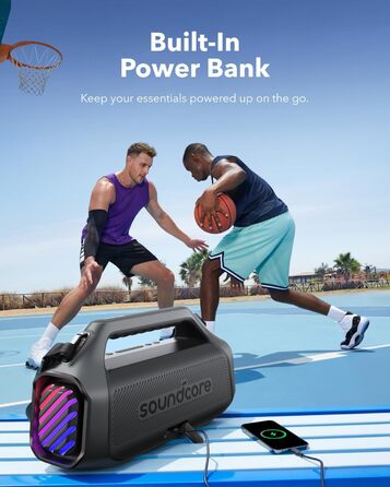 Soundcore Boom 2 Plus: Портативна Bluetooth колонка, 140W, IPX7, RGB, Power Bank, Чорний