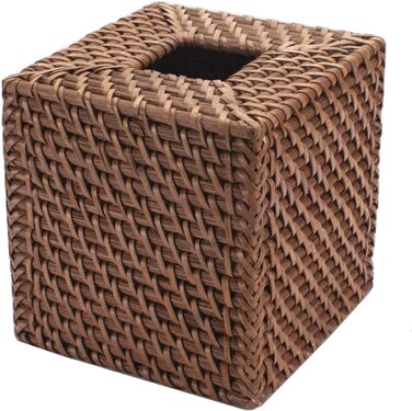 Коробка для косметичних серветок DOKOT з ротанга натуральна коробка для серветок для дому/офісу / автомобіля квадратної форми (медово-коричневого кольору, 14x14x15 см)