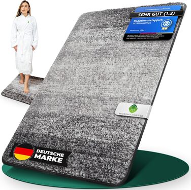 Килимок для ванної кімнати 60x90 см, антиковзаючий, чорно-сірий | Килимок для ванни, килимок для душу | Преміум якість, великий, миючий | Килимок для ванни, килимок для душу