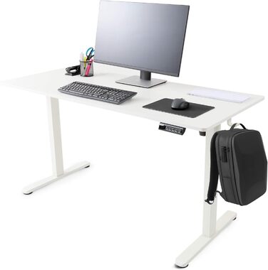 Електричний регульований стіл Arebos 120x60 см з пам'яттю | Комп'ютерний стіл, стоячий стіл, офісний стіл | Білий
