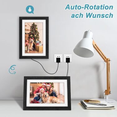 Цифровий рамка для фотографій з дерева, Wi-Fi, 32GB, 10.1 дюйма, IPS сенсорний екран, Frameo APP, подарунок, дуб (чорний дуб)