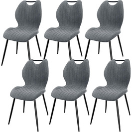 LEWE Комплект з 6 стільців для їдальні, вітальні та кухні. М'які стільці з металевими ніжками, тканинна спинка, сірий колір
