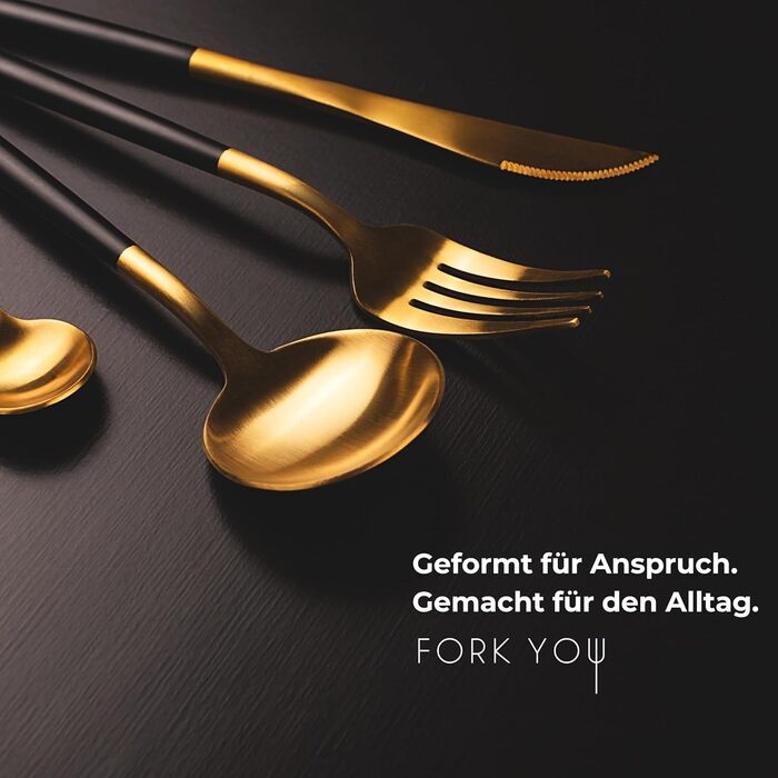 Набір столових приборів 16-частинний чорний матовий, нержавіюча сталь, для 4 осіб, стійкий до миття в посудомийній машині, подарунковий набір, Португалія