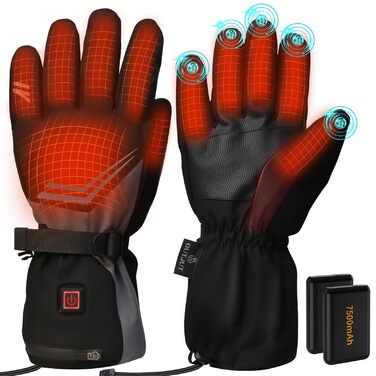 Електричні гріючі рукавички з акумулятором 7500mAh, OUTJUT для лижного спорту, чоловічі та жіночі, 3 режими нагріву, водонепроникні, з підтримкою сенсорного екрану, зимові рукавички, подарунок на Новий рік, розмір XL