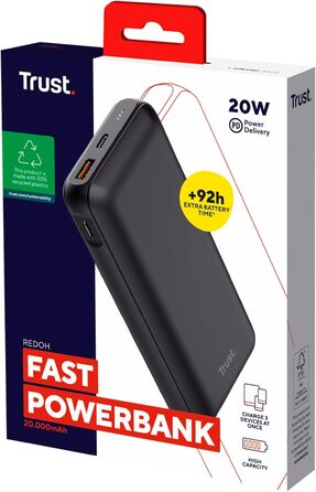 Перероблений пластик, в т.ч. кабель, 10000mAh 20W Powerbank, PD 18W USB-C, QC 3.0, 50