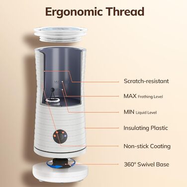 Електричний спінювач молока Morpilot 4-в-1 для лате, капучино та макіато (білий)