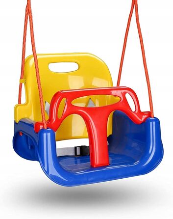 Дитяча гойдалка COIL 3-в-1 для дому та вулиці, регульована спинка, блакитна