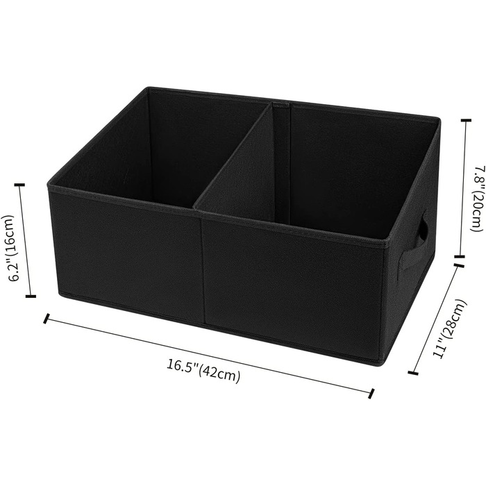 Кошик для зберігання DIMJ, великі ящики для зберігання у формі трапеції, складні ящики для зберігання з ручкою, ящик для зберігання в шафі, кошики для зберігання з тканини 3 комплекти (42 x 20 x 28 см, чорний)