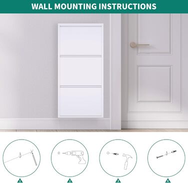 Шафа для взуття YITAHOME з металу, 3 дверцята з магнітними застібками, білий глянцевий колір, для передпокою та коридору